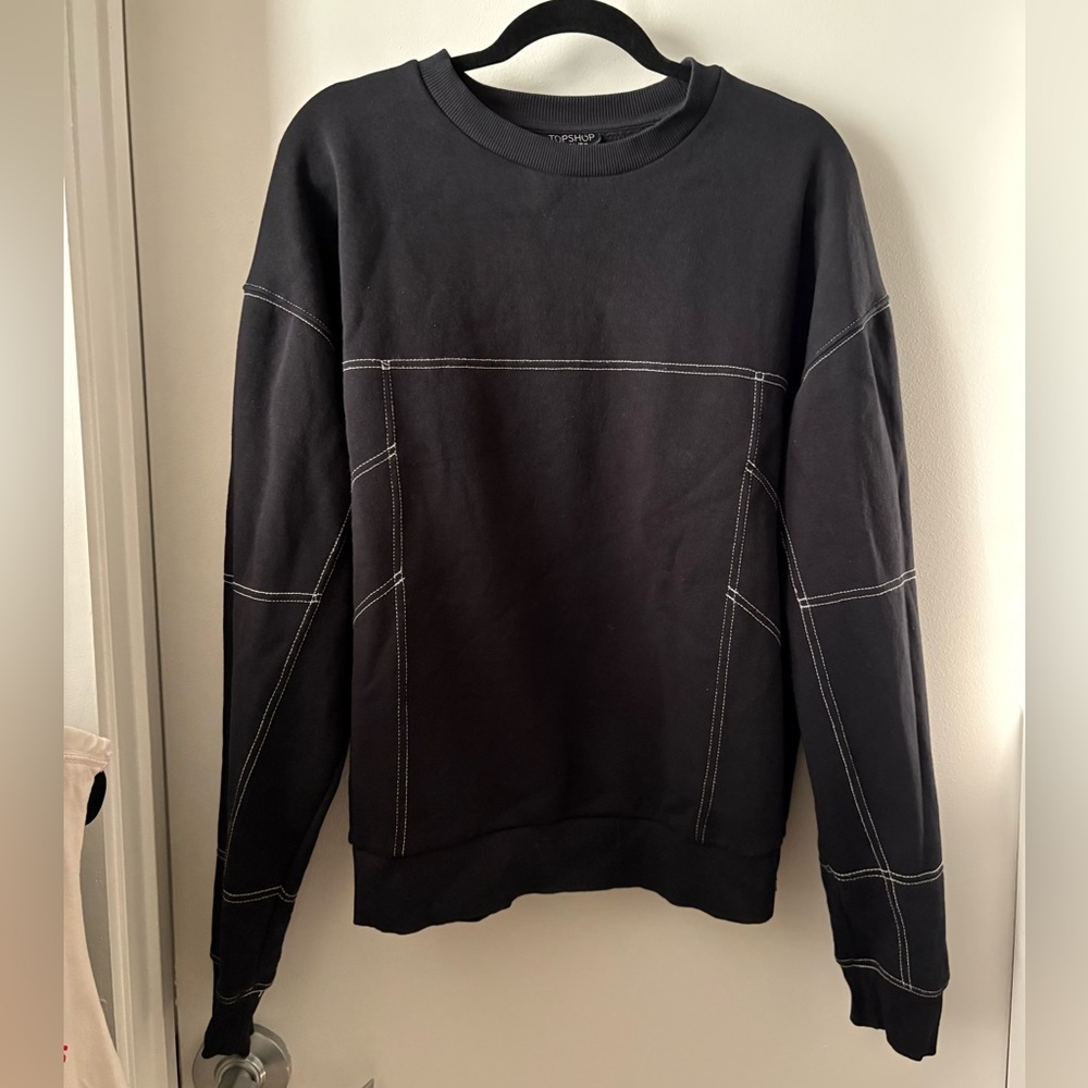 Topshop Black Sweater with Contrast Stitching